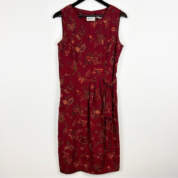 Katie Lee Collection Vintage Wine Paisley Midi Dress Size 10 - Picture 1 of 5